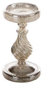 SKLENENÝ SVIETNIK 12A 11X20 CM STRIEBORNÁ