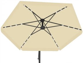 Zahradní slunečník s ochranným obalem a LED osvětlením BANANA 300 cm béžový