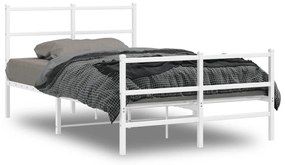 Kovový rám postele s predným a zadným čelom biely 120x190 cm 355429