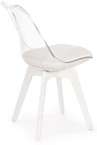 Jedálenská stolička SOFT 2 – masív / transparentný plast / ekokoža, biela