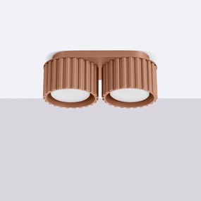 Stropné svietidlo Aura, 2x hnedé hliníkové tienidlo, (6 cm)