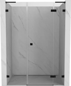 Mexen Lunar L, výklopné pravé sprchové dvere 155 cm, číre sklo, čierny profil, 834SL-155-050-70-00-P