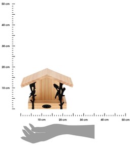 Kŕmidlo pre vtáky Rhi, 18x24,5x14 cm, drevo/kov, hnedá