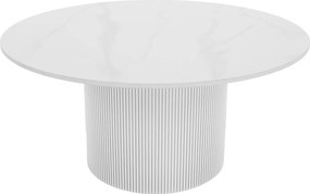 Konferenčný stolík, biely mramor/MDF, priemer 80 cm, MAHIR TYP 1