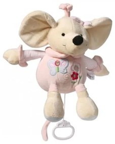 BABY ONO Plyšová hračka s hracím strojčekom Baby Ono Myška ružová 31cm