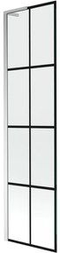 Mexen Next L, 1-krídlová vaňová zástena 50 x 150 cm, 6mm číre sklo-čierny vzor, chrómový profil, 895-050-000-03-77-01