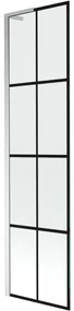 Mexen Next L, 1-krídlová vaňová zástena 50 x 150 cm, 6mm číre sklo-čierny vzor, chrómový profil, 895-050-000-03-77-01