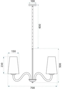 Toolight - Stropné svietidlo 6xE27 APP753-6, čierna-béžová, OSW-08491