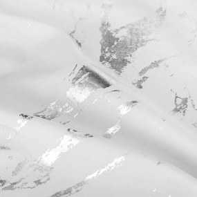 Dekorstudio Moderný záves LANI na dekoračných krúžkoch 140x250 cm - biely so striebornou potlačou