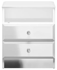 NOČNÝ STOLÍK CRISTINE 2S BIELY LESK + ZRKADLO