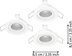 Eglo 902235 - SADA 3x LED kúpeľňových podhľadových svietidiel BARRANCO 1x GU10/4,5W/230V IP44 biela