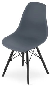 Set troch jedálenských stoličiek OSAKA tmavosivá (čierne nohy)