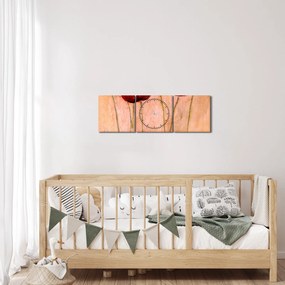 Obraz - Červené tulipány (s hodinami) (90x30 cm)