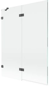 Mexen Lunar, 2-krídlová vaňová zástena ľavá 130 x 150 cm, číre sklo, grafitová, 897-130-100-66-00-L