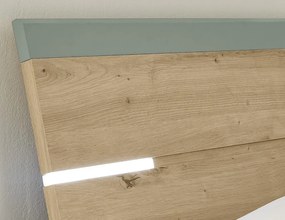 Posteľ s nočnými stolíkmi Savina 180x200 cm, dub artisan/šalviová, s osvetlením