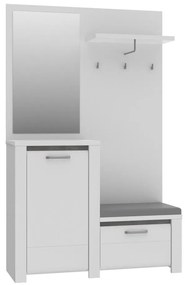 Predsieňová stena so zrkadlom HIRO biela/šedá