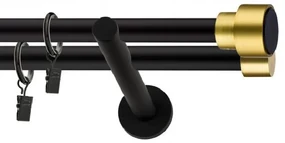 Dekorstudio Garniža dvojradová SLICK zlatá MIX čierna-matná 19mm Dĺžka: 180cm, Typ príslušenstva: Krúžky tiché so štipcami