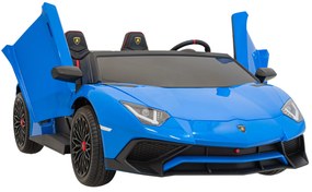 Autíčko Lamborghini Aventador SV na batérie pre 2 deti Modré + 2,4 GHz diaľkové ovládanie + EVA pena + audio LED