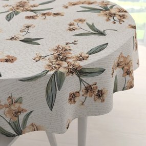 Biante Bavlnený okrúhly obrus Sandra SA-624 Hnedé orchidey na bielom Ø 50 cm