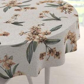 Biante Bavlnený okrúhly obrus Sandra SA-624 Hnedé orchidey na bielom Ø 50 cm
