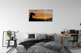 Sklenený obraz Slnko oblohu drak 125x50 cm