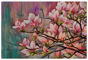 Obraz - Olejomaľba, Rozkvitnutá sakura (90x60 cm)