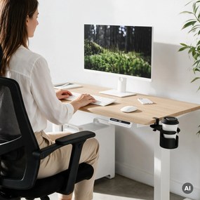 Elektrický stôl s nastaviteľnou výškou ergonomický biely/dub sonoma,1200x600 mm: ARIA