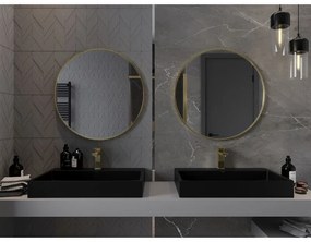 Mexen Loft, okrúhle kúpeľňové zrkadlo 70 cm, farba rámu zlatá lesklá, 9850-070-070-000-50