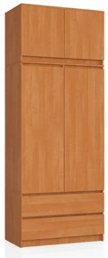 Šatníková skriňa s nadstavbou S90 2 dvierka 2 zásuvky jelša