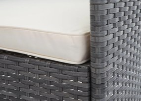 Záhradná súprava 2 kresiel, pohovky a stolíka HWC-F55 - sivá, krémové vankúše