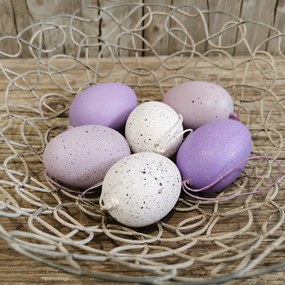 veľkonočne vajíčka plastové fialové/BIELE S/6 6CM