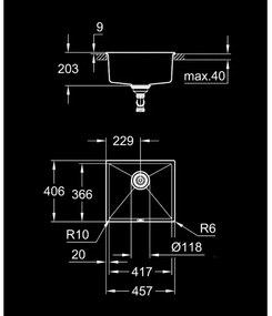 GROHE 31653AP0 - Drez K700U 457 × 406 mm kameň/čierna