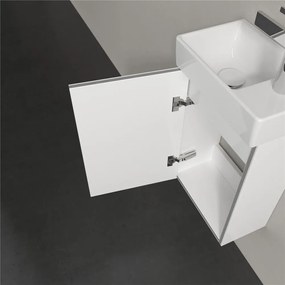 VILLEROY &amp; BOCH Avento závesná skrinka pod umývadielko, 1 dvierka, pánty vľavo, 340 x 202 x 514 mm, Crystal White, A87600B4