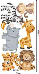 PIPPER. Zvieratká zo ZOO - textilná nálepka na stenu
