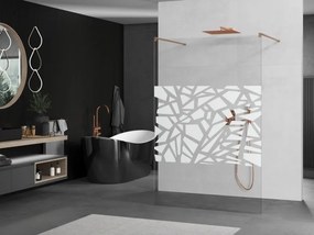 Mexen Kioto, sprchová zástena Walk-In 120 x 200 cm, 8mm číre sklo biely vzor, medený matný profil, 800-120-002-65-85