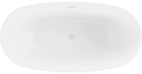 Mexen Eris, voľne stojaca vaňa 155 x 80 cm, biela-čierna, biely prepad, 53441558075-20