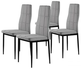 Súprava 4 čalúnených stoličiek s vankúšikom do jedálne a obývačky, 4 kusy, sivá