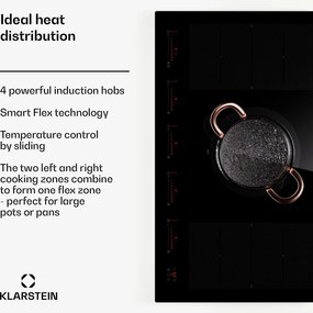 Klarstein Masterzone 90 Flex, indukčná varná doska, max. 12 600 W, vstavaná, 5 zón, 2 Flex zóny, technológia ThermoBoost, Smart Flex