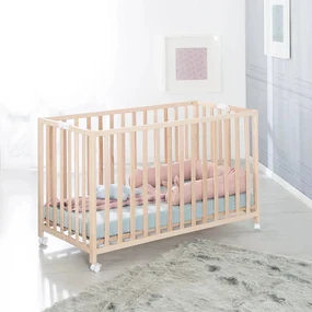 Skladacia postieľka na kolieskach v prírodnej farbe 60x120 cm Fold up – Roba