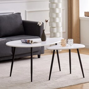 Autronic - Konferenční stůl, MDF deska, bilý matt, černý kov - AF-3011 WT