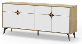 Nízka komoda v dekore duba v bielo-prírodnej farbe 185x79 cm Nola – Marckeric