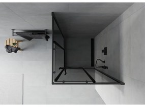 Mexen Rio, štvorcový sprchovací kút s posuvnými dverami 90(dvere) x 90(dvere) x 190 cm, 6mm šedé sklo, čierny profil, 860-090-090-70-40
