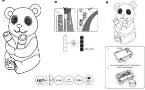 Globo 33876 - LED Solárne svietidlo SOLAR LED/0,12W/3V IP44 panda