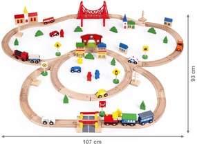 Wellhox Drevená vlaková dráha s elektrickým vláčikom