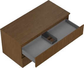 Mexen Rivel, kúpeľňová skrinka 100 cm s hornou časťou, 2 zásuvky, drážkovaná, orech, 91A20-10047-2-BFFC86