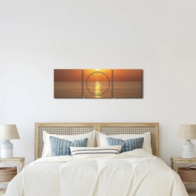 Obraz - Západ slnka nad oceánom (s hodinami) (90x30 cm)