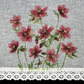 Dekorstudio Kuchynská záclonka ISA zdobená kvetinovou potlačou a čipkou 150 x 30 cm