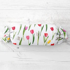 Biante Vankúš valec bonbon Sandra SA-506 Tulipány na bielom 15x40 cm
