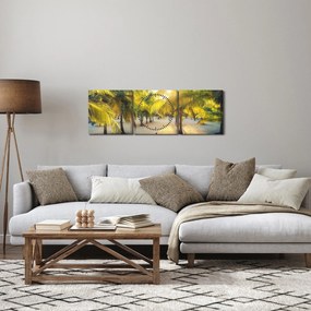 Obraz - Žena v palmách (s hodinami) (90x30 cm)