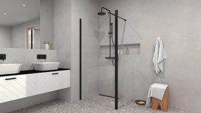 Besco Sprchovací kút Walk-In ECO-N BLACK 90x195 (100x195, 110x195, 120x195) - bez vaničky BESCO-Rozmery: šírka: 110